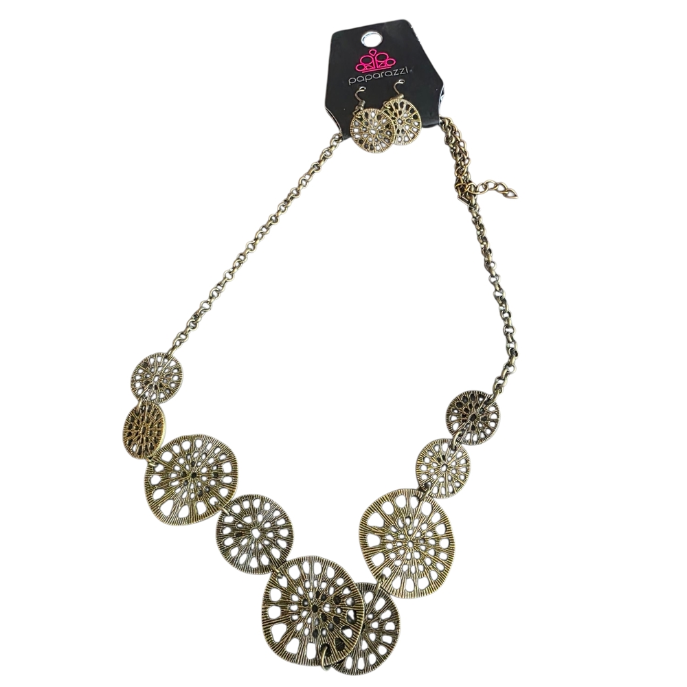 Paparazzi Gold Filigree Necklace and Earring Set
